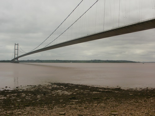 Passing underneath the huge Humber Bridge